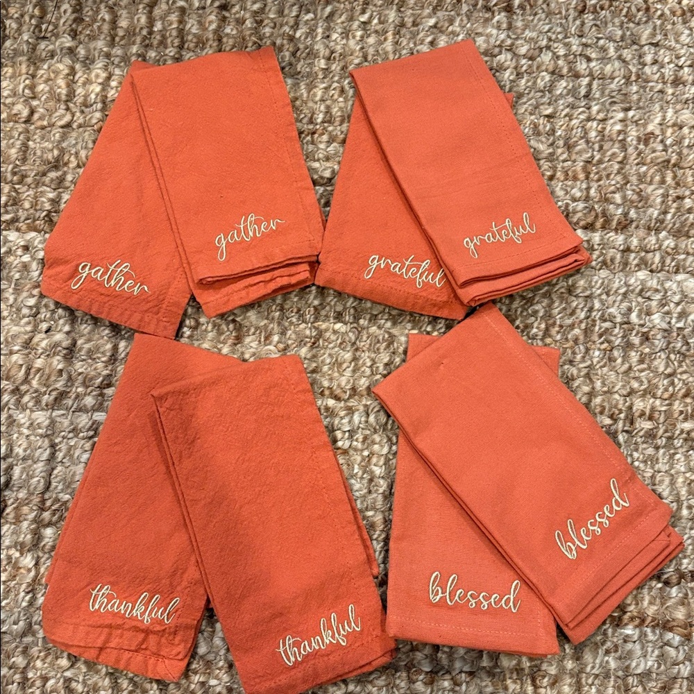 Set of 8 burnt  Orange Cotton Fabric thanksgiving napkins